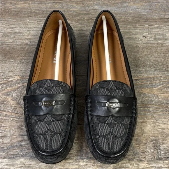 Coach Penny Loafer Signature Jacquard & Calf Leather Black Smoke/Black (Size 8M) - Picture 2 of 9